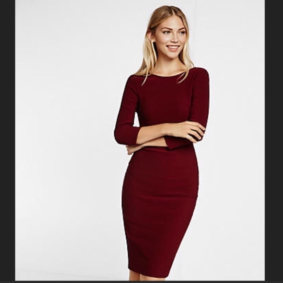 Express Dresses & Skirts - XS Merlot Express 3/4 Sleeve Midi Dress